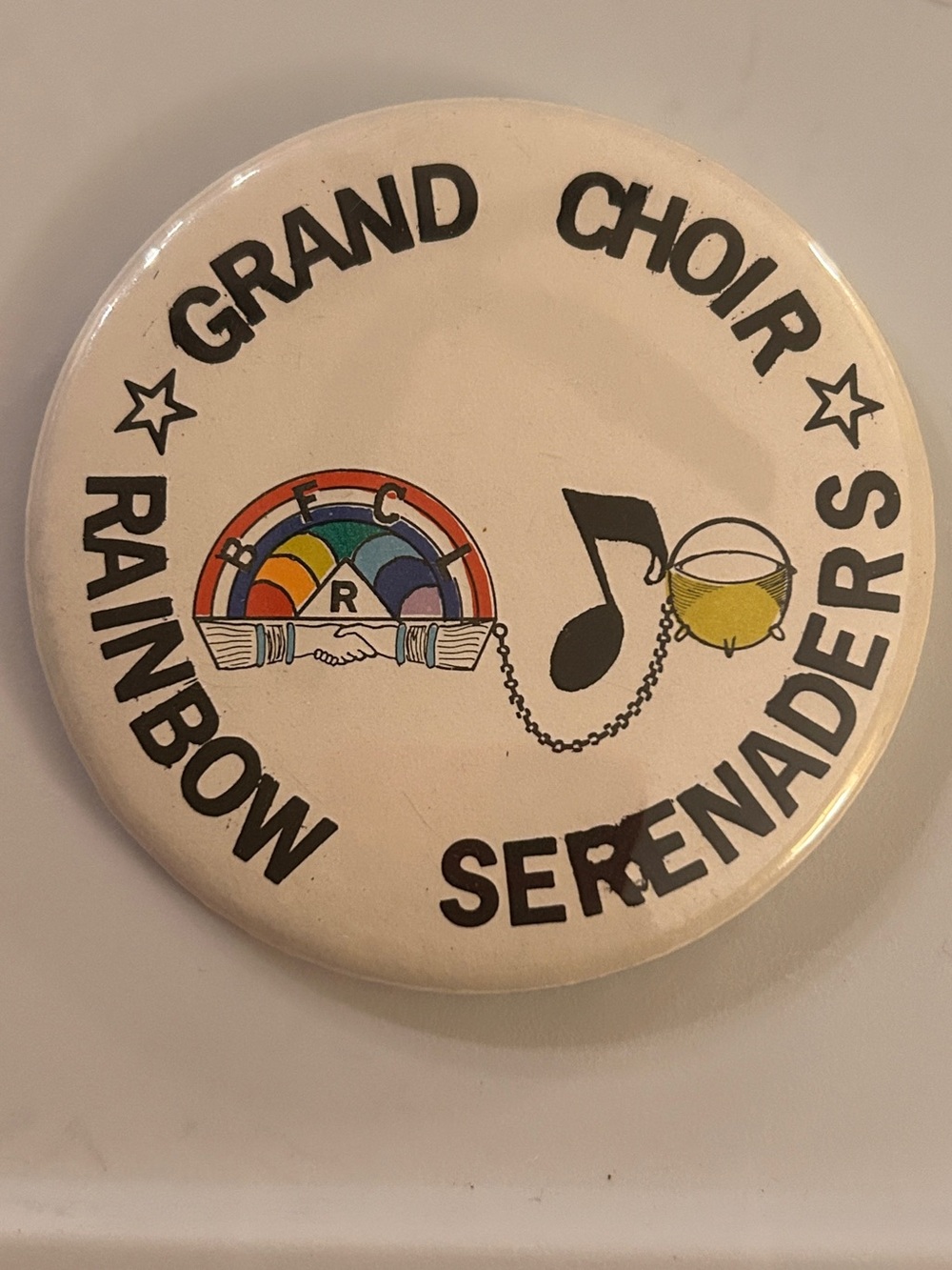 Vintage Rainbow Girls California Grand Choir Rainbow Serenaders Button Pin Badge